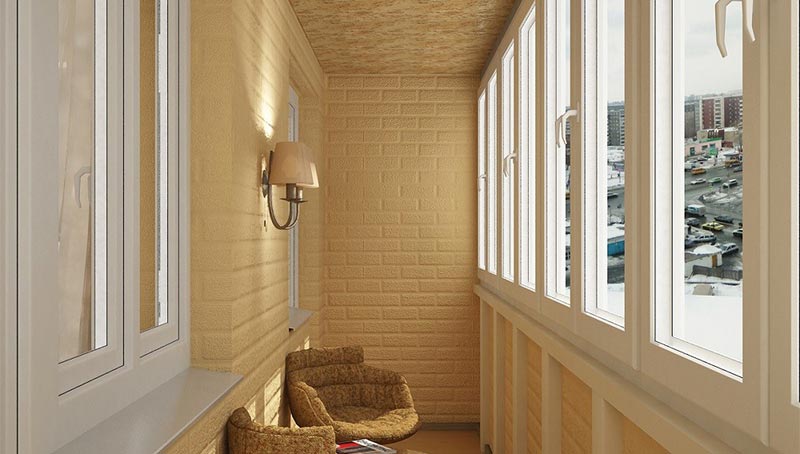 Теплое остекление с утеплением и отделкой декоративным кирпичом в Королеве